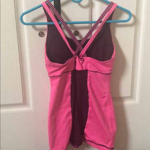 Pink lululemon tank top with built in bra - Picture 2 of 3